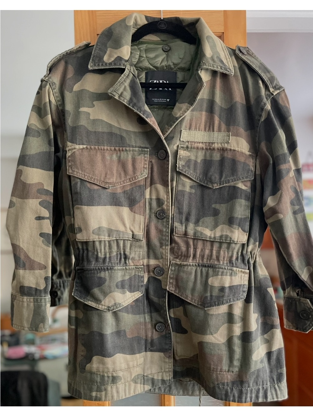 Zara Green and Brown Camo Field Jacket